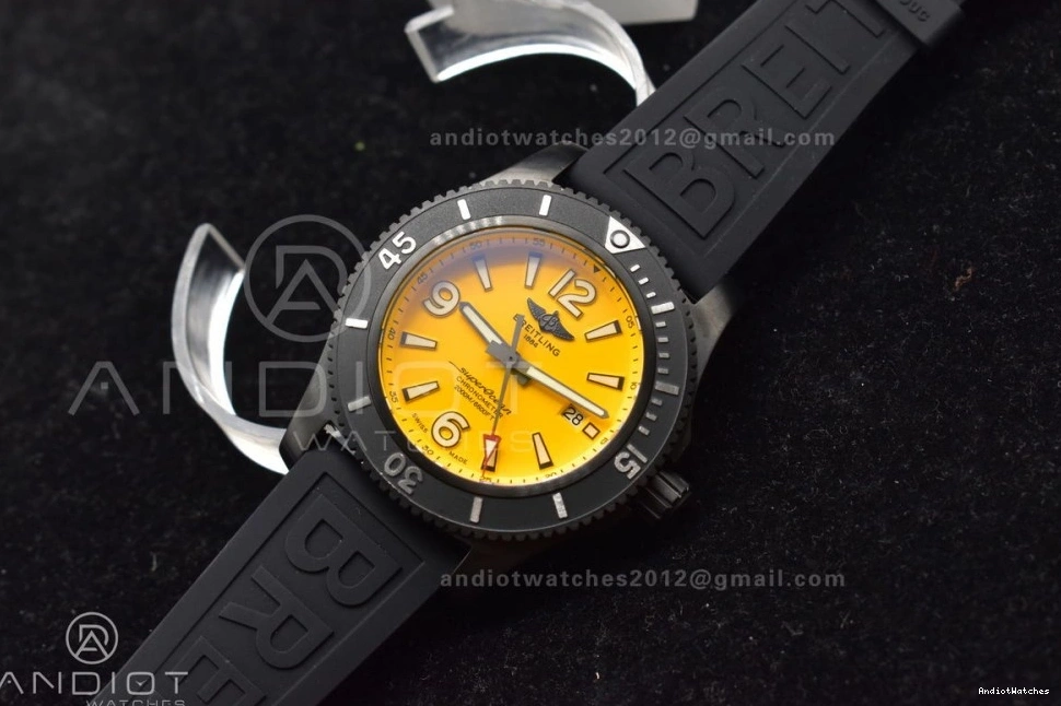 Yellow Automatic Best Edition Bezel Dial 44 1175 GoAnywhere Strap TF Black on Black Superocean A Rubber 1:1 0101